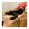 Fashion Flat Shoes Women's Spring Autumn New 2025 French Square Toe Bow Casual All-match Black Pumps Mules Ladies Shoes Plus Size 43 44