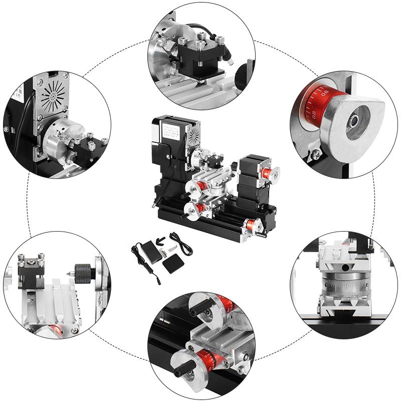 Мини-вращающийся токарный станок по металлу, 12 В постоянного тока, 60 Вт, 12000 об/мин, DIY, токарный станок по дереву, токарный станок по дереву, набор инструментов для изготовления моделей, фрезерный станок