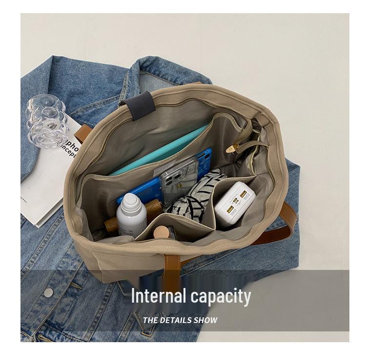 Женская минималистичная большая сумка-тоут - многосекционная наплечная сумка, новый летний холст для поездок на работу