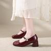 Thick Heel Height Increase Mary Jane Shoes Women's Summer New Fashion Square Head Light Mouth Small Leather Shoes One-word Buckle