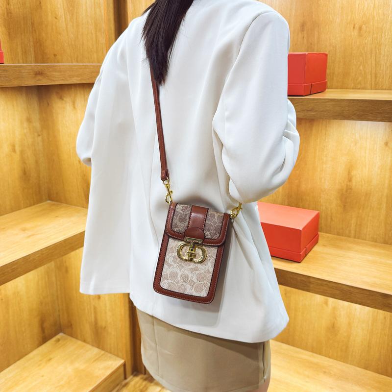 Премиальная сумка женская новая ретро-принт мини-сумка для мобильного телефона контрастного цвета вертикальная на плечо сумка через плечо