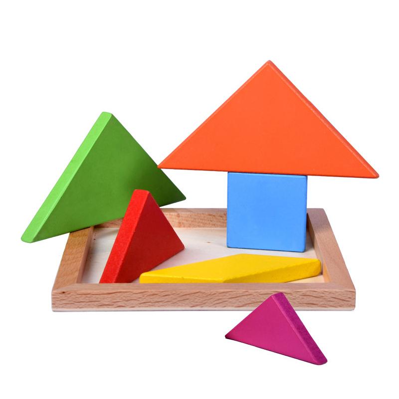 Деревянные головоломки Танграм для детей с 7 цветными деталями, Развивающая головоломка, Обучающая игрушка для мальчиков и девочек, Веселый подарок для вечеринки