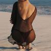 European & American 2025 Summer Knitted Beach Cover-up Dress - Sexy, Hollow-out Vacation Style for Women