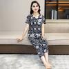 Women's Cotton Pajamas Set Short Sleeve Top Long Pants Casual Two-Piece Sleepwear Set Summer Plus Size Thin Loungewear for Elderly Mom