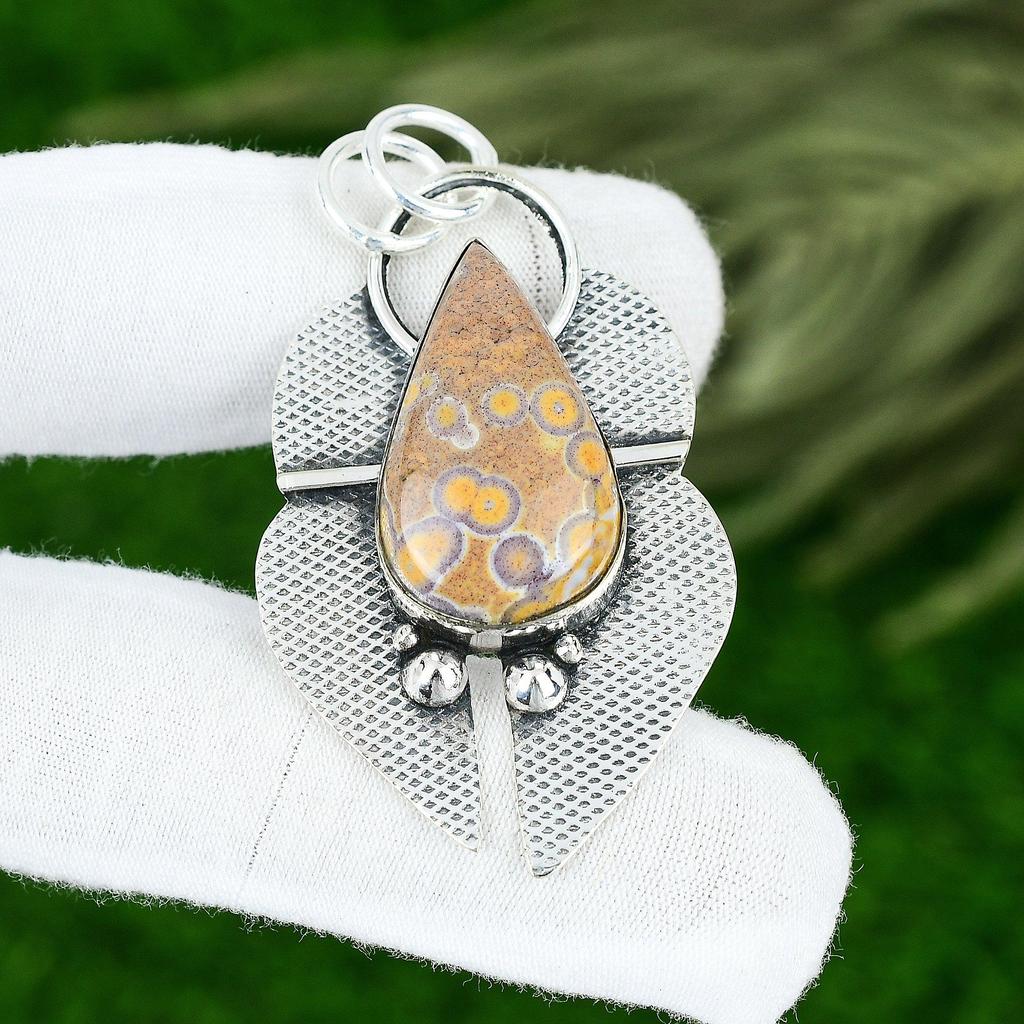 Natural Cobra Jasper Gemstone Jewelry 925 Sterling Silver Pendant For Women