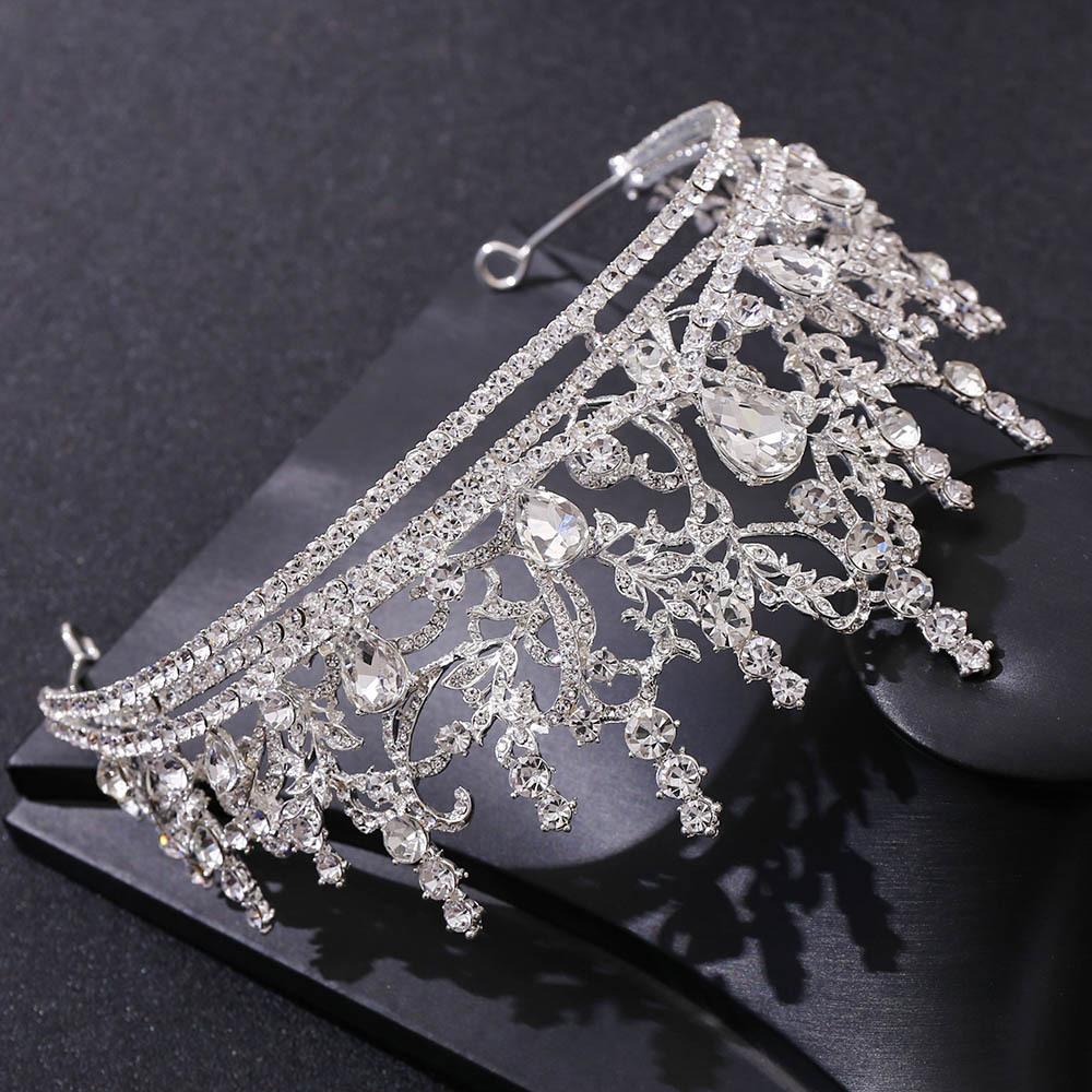 New Baroque Fashion Large Crown Tiara Bride Birthday Crown European Style Rhinestone Wedding Accessories