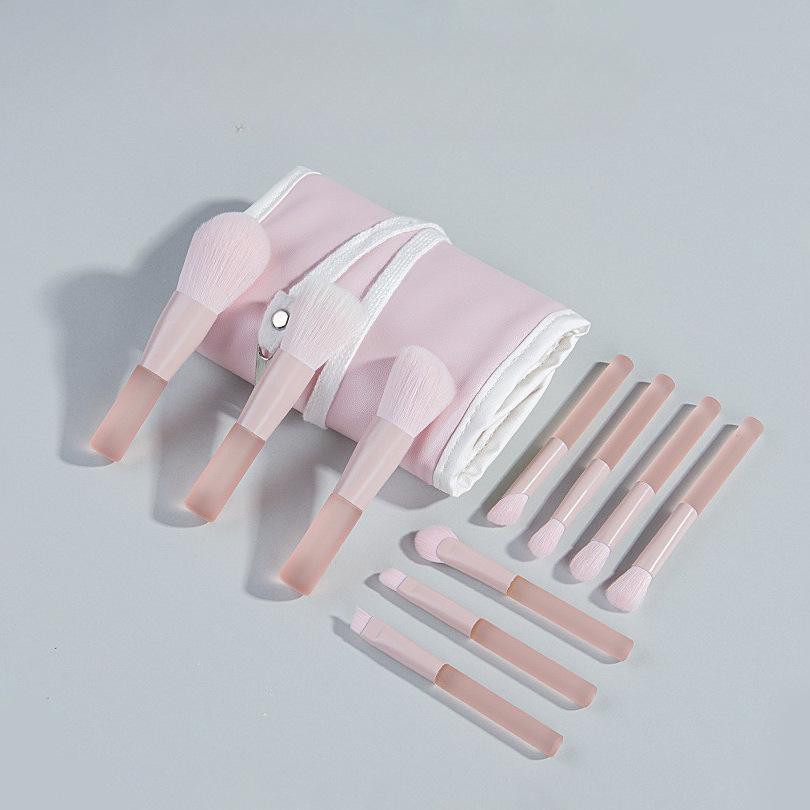 Мини-путешествия, портативный набор кистей для макияжа, розовые косметические кисти, включая пудру, тени для век, кисти для губ, сладкий стиль