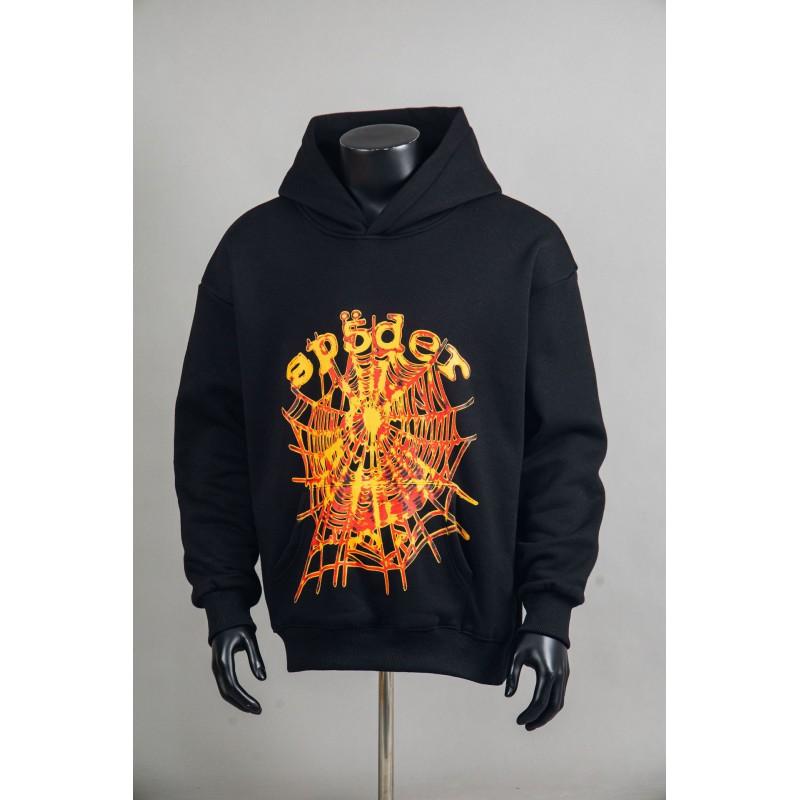 Unisex Oversized Hoodie With Spiderweb Print Fleece-Lined Cotton Blend Streetwear Style