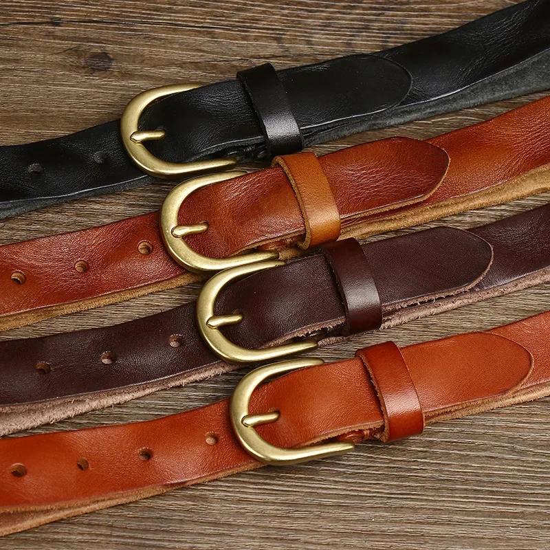 2.6 см женские ремни из натуральной кожи высокого качества из натуральной кожи для женщин, фирменный ремень с латунной пряжкой, ковбойский женский пояс