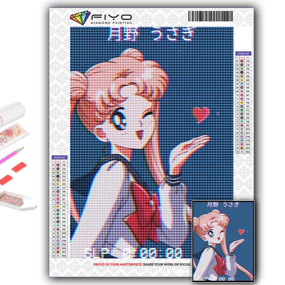Popular 5D Diy Cross Stitch Sailor Moon Painting Full Drill Cross-Stitch Crafts Kit Wall Sticker Home Decor