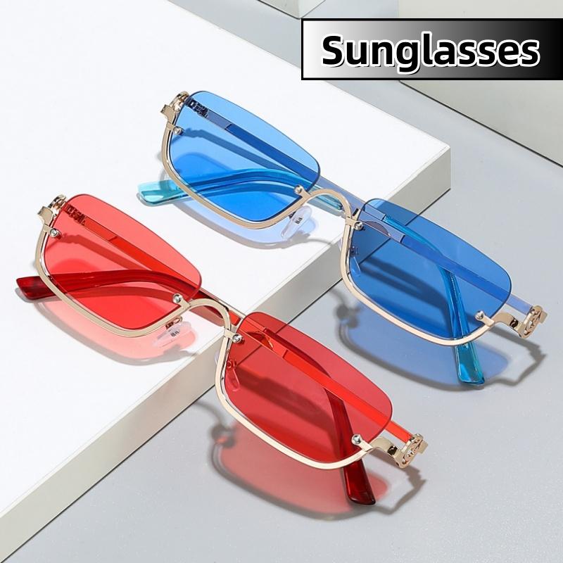 Стильные солнцезащитные очки с полуободковой оправой, высококачественный металл, индивидуальность, элегантные, для сценических выступлений, путешествий, пляжа, защита от УФ-лучей UV400