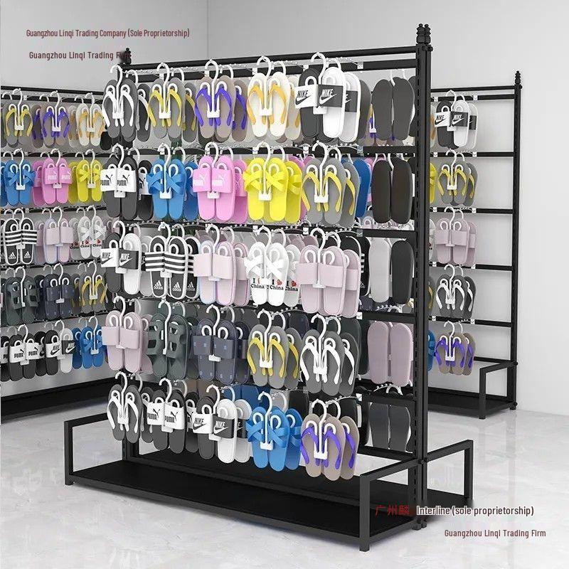 Многоярусная регулируемая стойка-дисплей для тапочек и обуви для супермаркетов и торговых центров