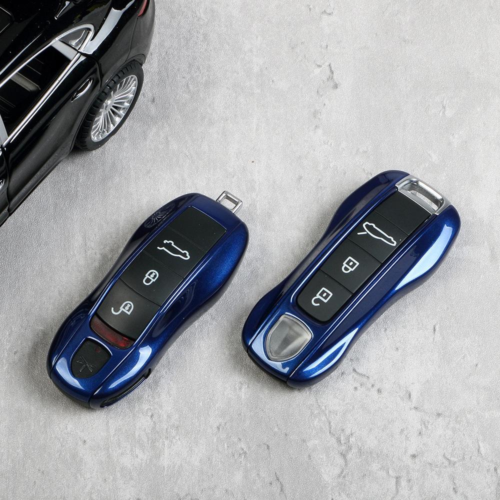 For Porsche Gentian Blue Key Case Cayenne Macan911 Paramela 718/Taycan Blue
