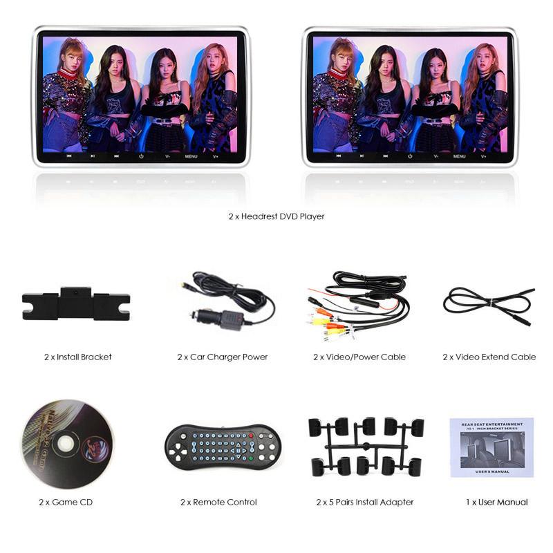 10,1-дюймовый монитор в подголовнике автомобиля, DVD-видеоплеер