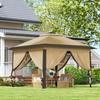 Folding Tent, 3.3 x 3.3 m, Double Roof, 4 Mosquito Nets, Carry Bag, Anti-UV, Beige