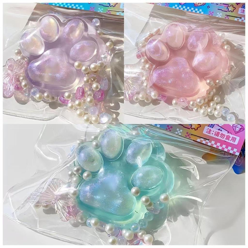 Flashing Cat Paw Squeeze Toys TPR Kawaii Squishy Food Toys Taba Squishy Toys Sensory Stress Relief Fidget Toys for All Ages