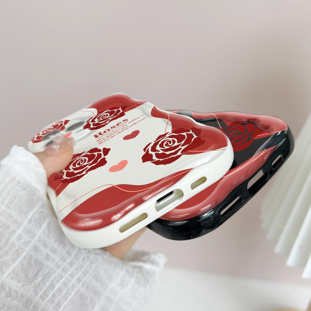 For Honor 90 Lite P30 Pro Infinix Hot 30 40 40i 40 Pro Smart 8 Pro Vivo V29e V30e Roses Pattern Wavy Edge Soft Silicone Full Lens Protect Phone Case