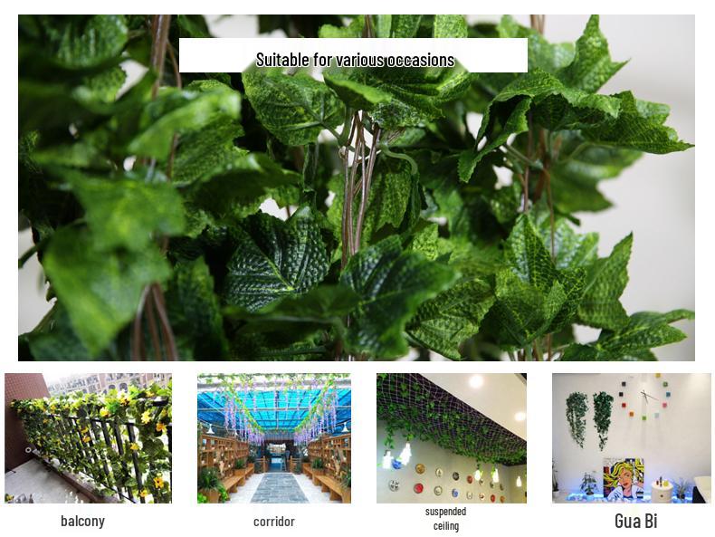 Зеленая искусственная виноградная лоза для декора стен в помещении и на балконе