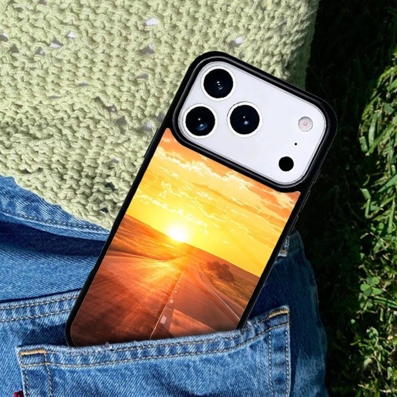 Чехол для телефона "Дорога и закат" для iPhone 17 AIR 16 Pro Max 15 14 Pro 11 12 13 Ударопрочный силиконовый чехол