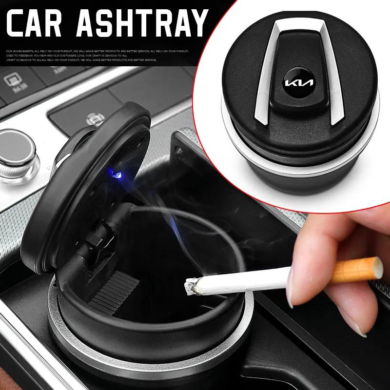 Car LED Ashtray Garbage Coin Storage Cup Interior Accessories For KIA Soul Cadenza K5 K9 Proceed Niro Sportage EV3 Carnival WS5