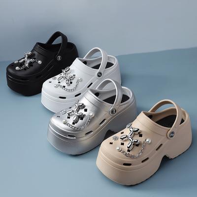 Женские сандалии-сабо своими руками, летние босоножки на танкетке и платформе, женская модная обувь на толстой подошве с цепочкой, женская обувь для сада