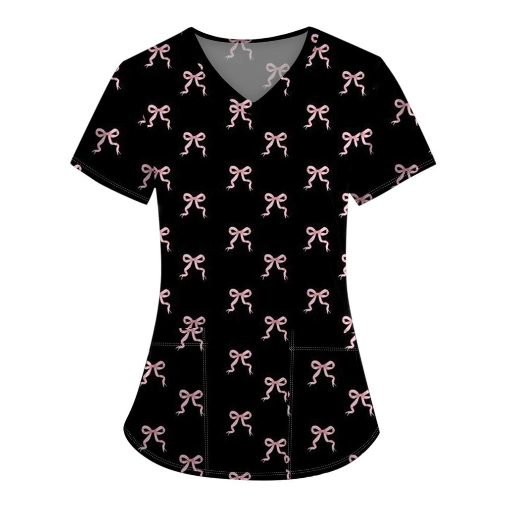 Женский модный комбинезон с короткими рукавами и принтом в виде банта и карманами