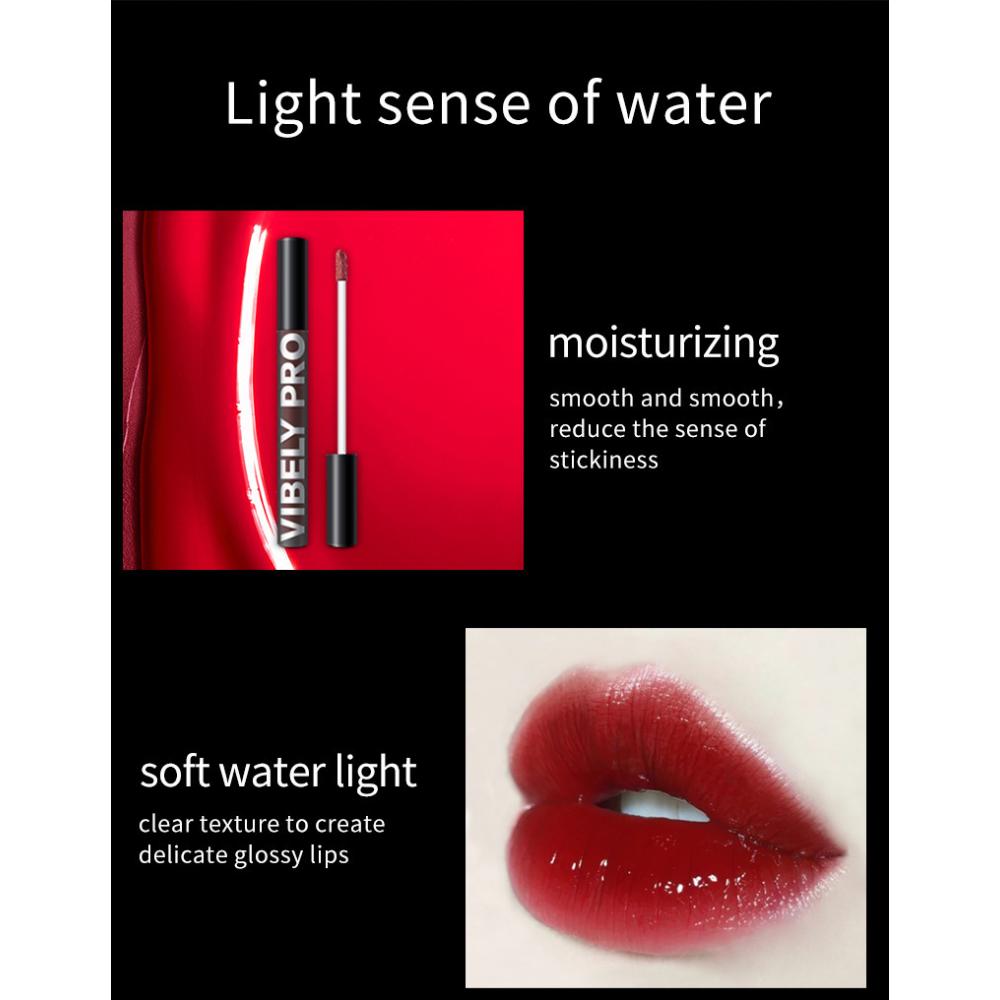 VIBELY маленькое черное зеркало, воздушная глазурь для губ, водянистый черный тюбик, увлажняющий, питательный зеркальный блеск, блеск для губ, помада