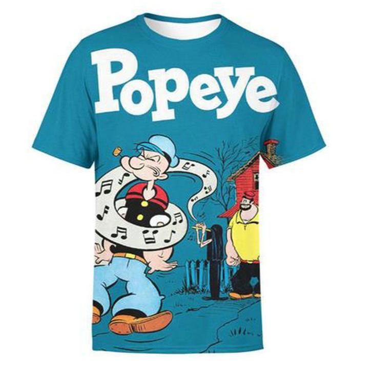 Модная новая забавная футболка с 3D-печатью мультяшного персонажа, мужская, удобная, повседневная, с круглым вырезом, с коротким рукавом