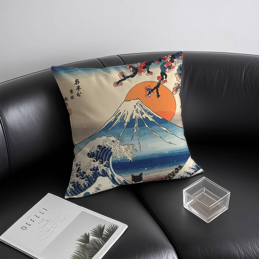 Japanese Ocean Day Pillow Case Anti-dustmite Invisible Zipper Sofa Bed