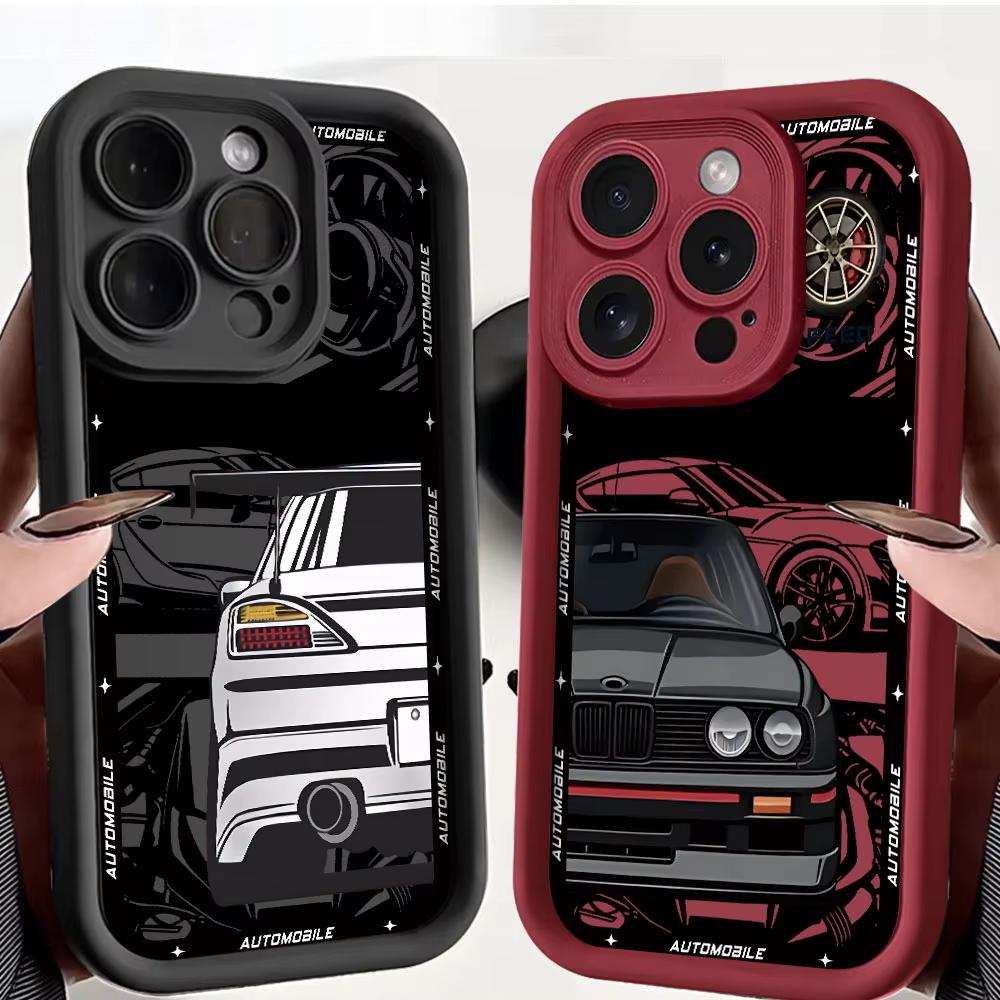 Крутой чехол для телефона автомобиля для iPhone 17 Air 16 e 15 14 13 12 11 Pro Max Plus Mini SE 2020 2022 Мягкая задняя крышка