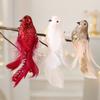 2 Pcs Artificial Simulation Birds Ornament Glitter Feathered Bird Christmas Tree Ornaments Clip Foam Fake Birds for Wreath Garland Crafts Tree Decor