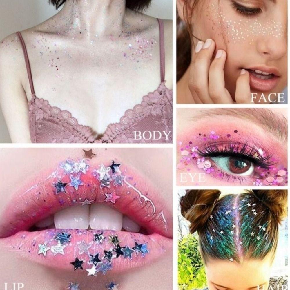 6 шт./набор Гель с блестками для лица, волос, тела, ногтей Мерцающий Разноцветный Гель-крем с блестками Украшения для лица и тела