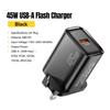 Essager Зарядное устройство USB A 45 Вт QC3.0 PD Быстрая зарядка Сетевое зарядное устройство Для Samsung Galaxy S24 S23 Xiaomi 15 iPad Vivo Быстрое зарядное устройство USB A
