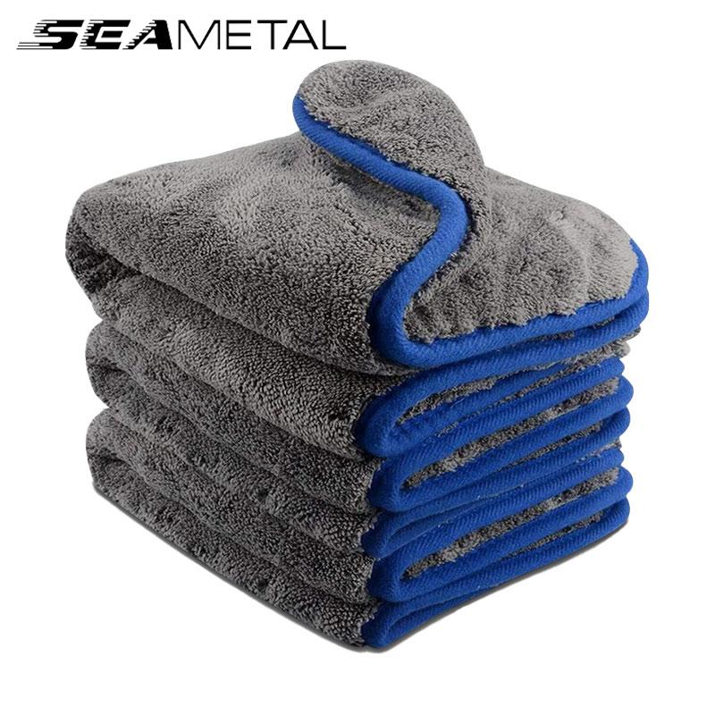 SEAMETAL serviette de nettoyage de moto douce 1200GSM serviette de lavage de détail 40X40cm chiffon d'entretien de voiture épaissi serviettes