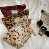 Leopard Print Corduroy Cosmetic & Clutch Bag – Women's Portable Toiletries Storage