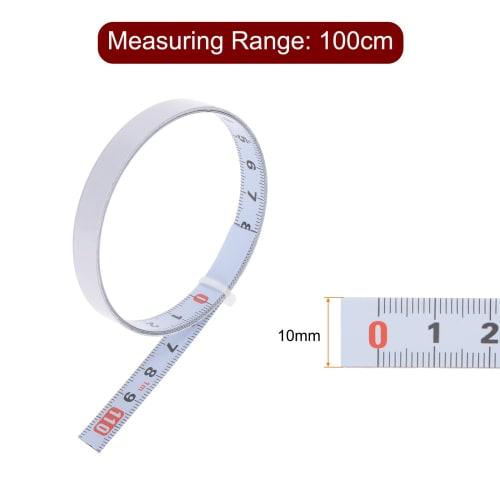 uxcell White Carbon Steel Adhesive Tape Measure with Straight Track Tape, Flat Ruler, 100cm Metric, Left to Right Reading