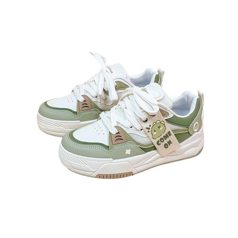 Корейская версия кед для девочек, спортивная и повседневная обувь для женщин, новинка 2025 года, милые универсальные дышащие туфли на платформе-«хлебушки» для девочек