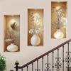 3pcs Modern Simulated Vase Niche Wall Stickers 3D Effect Wall Stickers  Sofa Background Wall
