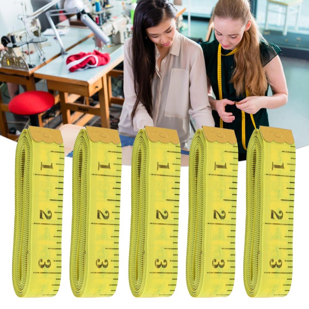 10Pcs Yellow Soft Tape Measure Double Scale Tailor Cloth Ruler For Weight Loss