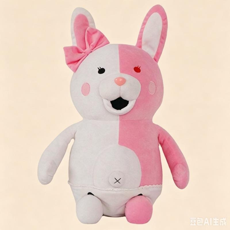 Cute Danganronpa Plush Monokuma Monomi Split Color Bear Soft Stuffed Doll Anime Game Merch Gift for Dangan Ronpa Fans Kids Collectors Decor Home Decor