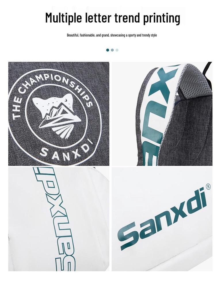 White Tennis & Badminton Backpack for 3 Rackets - Unisex Outdoor Sports Bag