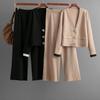 Autumn and Winter Fashion Set for Women: A Two-piece Knitted Cardigan Top and Casual Wide-leg Pants