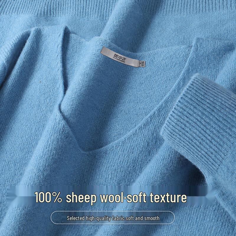 SNOWFLYING Женский базовый трикотажный свитер с V-образным вырезом из 100% мериносовой шерсти