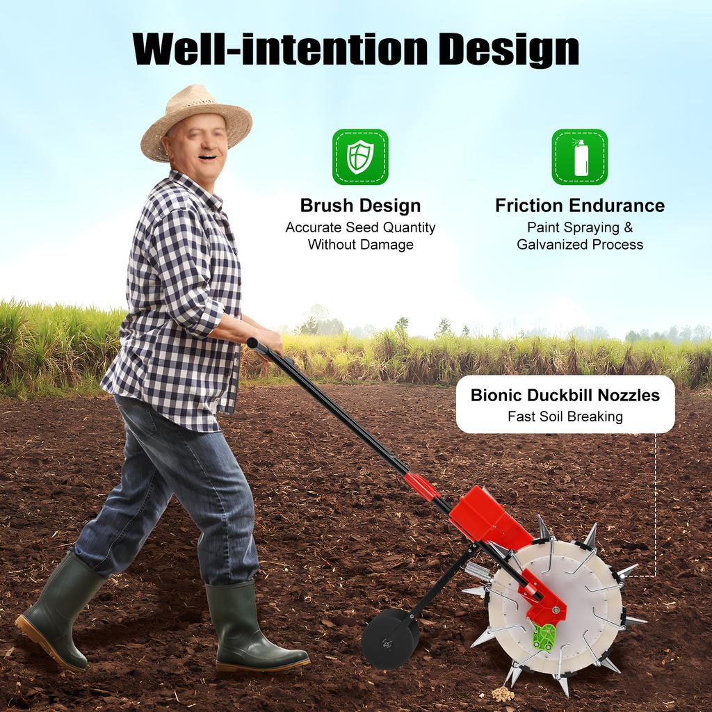 10-луночная ручная сеялка-каток, регулируемая сеялка для кукурузы, сои, арахиса, большая вместимость 8,27 фунта, для использования в саду и на ферме