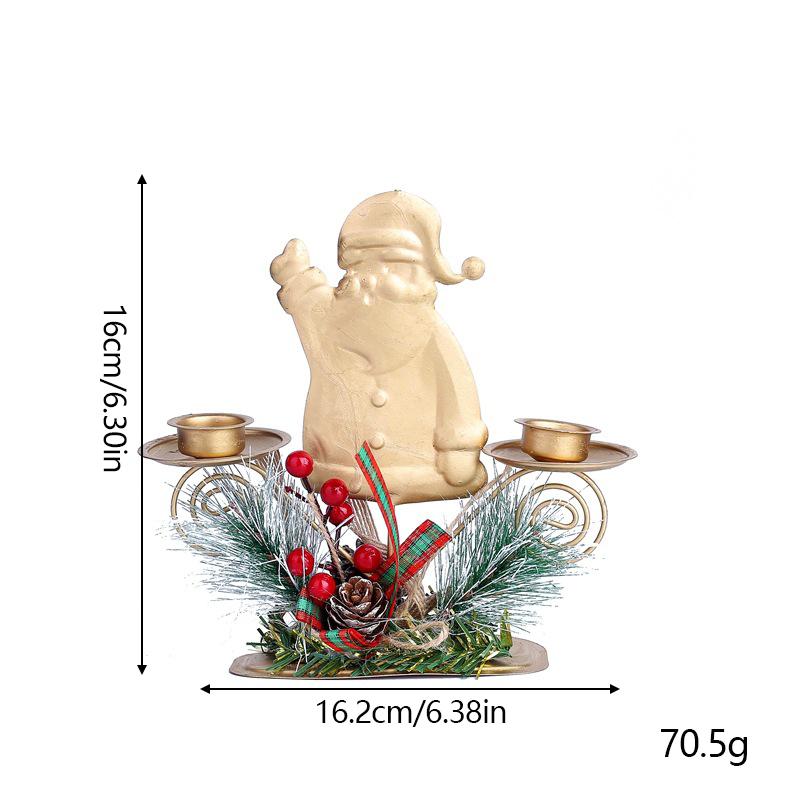 Christmas Golden Candle Holder New Year Table Ornaments Christmas Snowflake Star Iron Candlestick