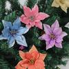 10pc Big Flower Head Glitter Christmas Tree Ornament