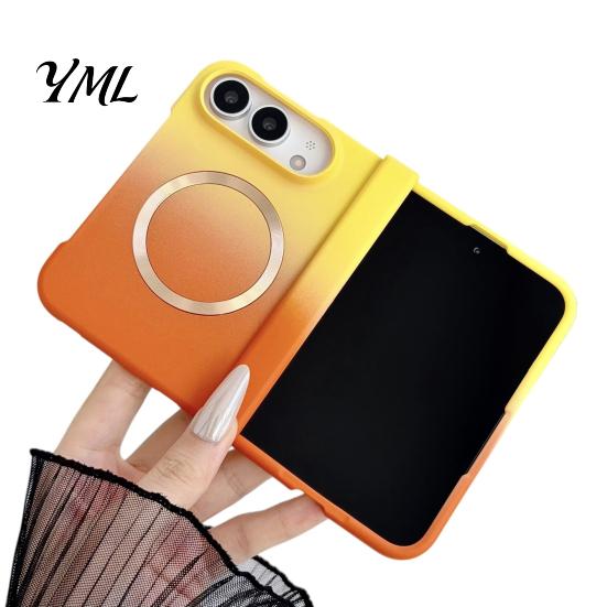 Scratch Resistant Lens Guard Case Magnetic for iPhone, Gradient Skin-like Protective Cover with Built-in Ring Comprehensive Coverage Foldable