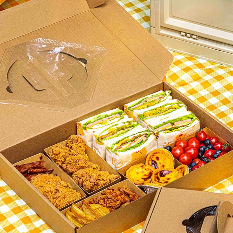 Disposable Large Portable Paper Meal Boxes, 10 Sets