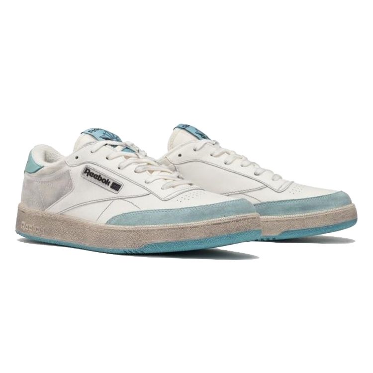 Reebok Club C белые светло-голубые потертые кроссовки унисекс RMIA011C99LEA005-0140