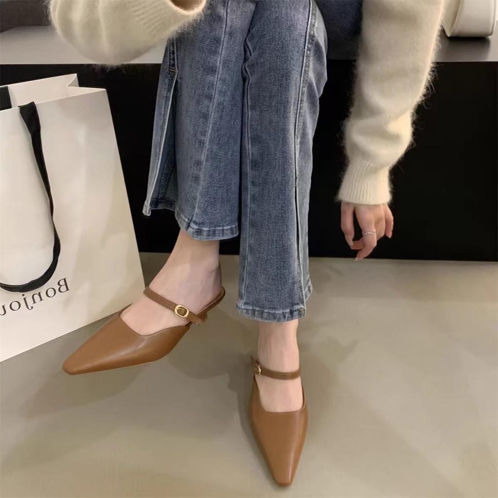 Девушка Французский Нежный Одно Слово Солома Толстый Каблук Мэри Джейн Полутоп Туфли